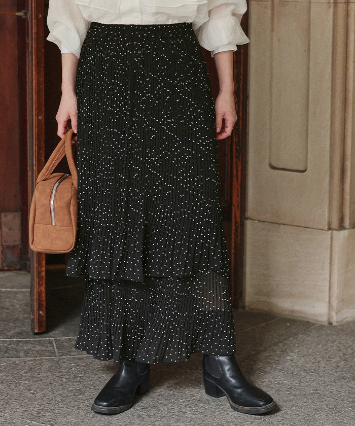 ティティベイト titivate リリープリーツティアードスカート (ドット) ドット