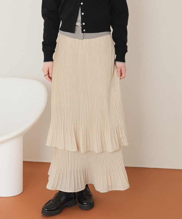 ティティベイト titivate リリープリーツティアードスカート (ドット) ドット