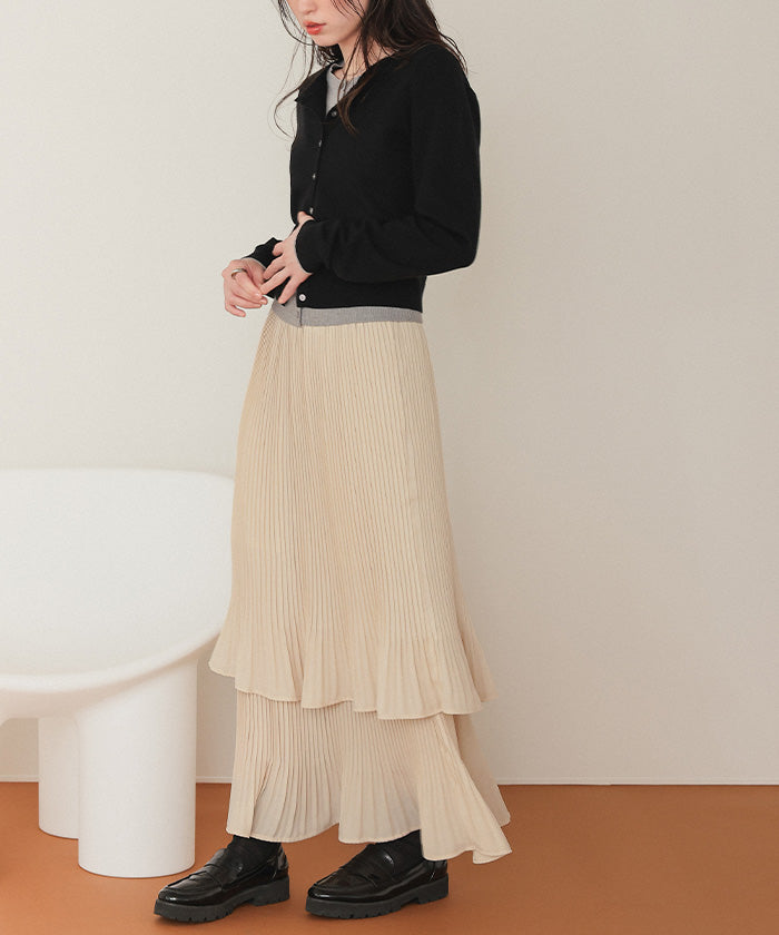 ティティベイト titivate リリープリーツティアードスカート (ドット) ドット