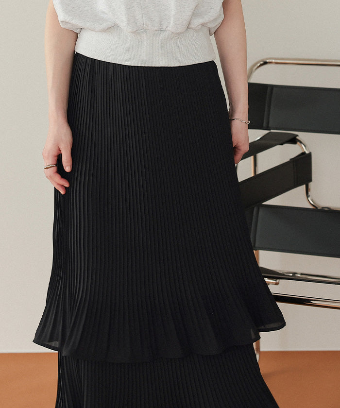 ティティベイト titivate リリープリーツティアードスカート (ドット) ドット