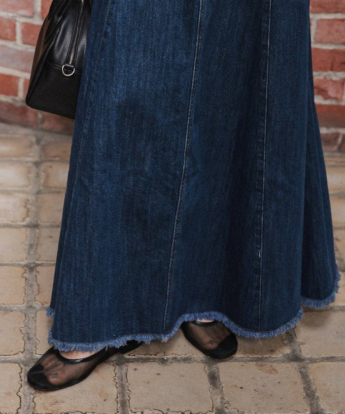 ティティベイト titivate ハイウエストボリュームフレアデニムスカート (グレー) グレー