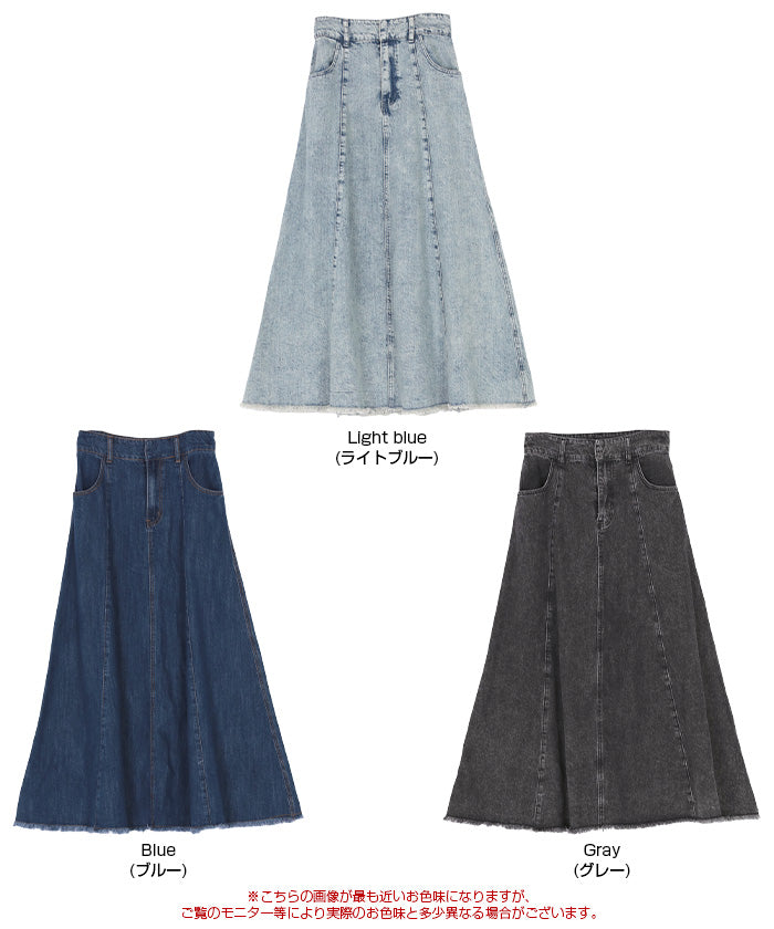 ティティベイト titivate ハイウエストボリュームフレアデニムスカート (グレー) グレー