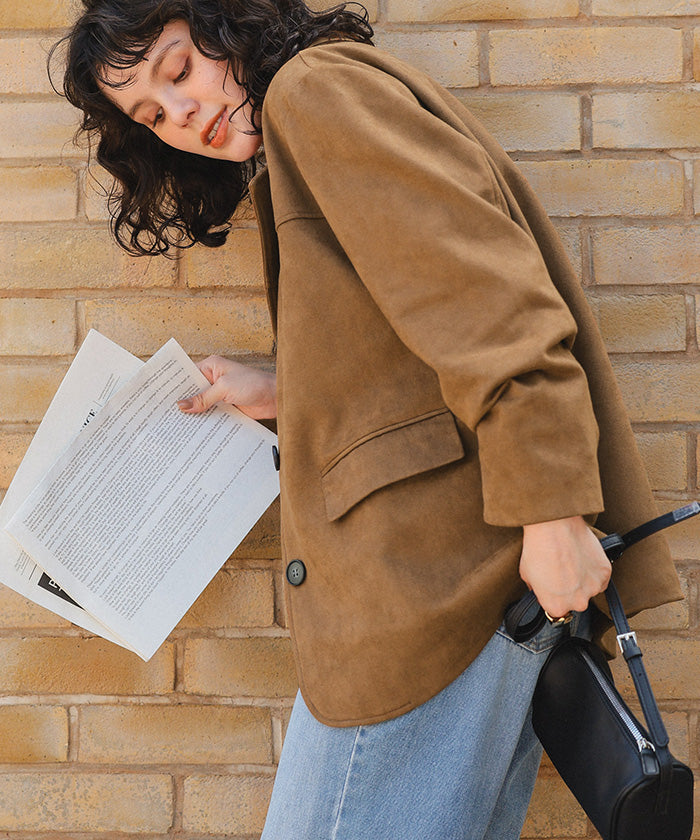 ティティベイト titivate フェイクスエードジャケット (ブラウン) ブラウン