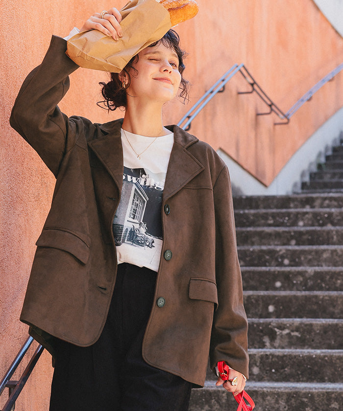 ティティベイト titivate フェイクスエードジャケット (ブラウン) ブラウン