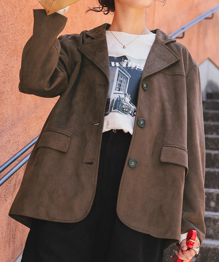 ティティベイト titivate フェイクスエードジャケット (ブラウン) ブラウン