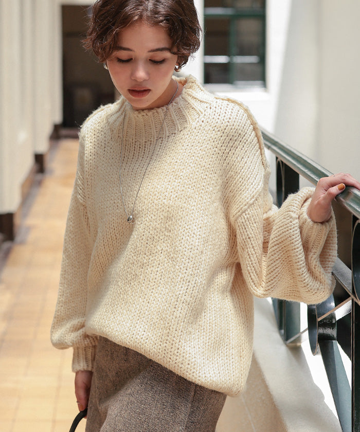 ティティベイト titivate ハンドライクオーバーサイズローゲージニット (アイボリー) アイボリー