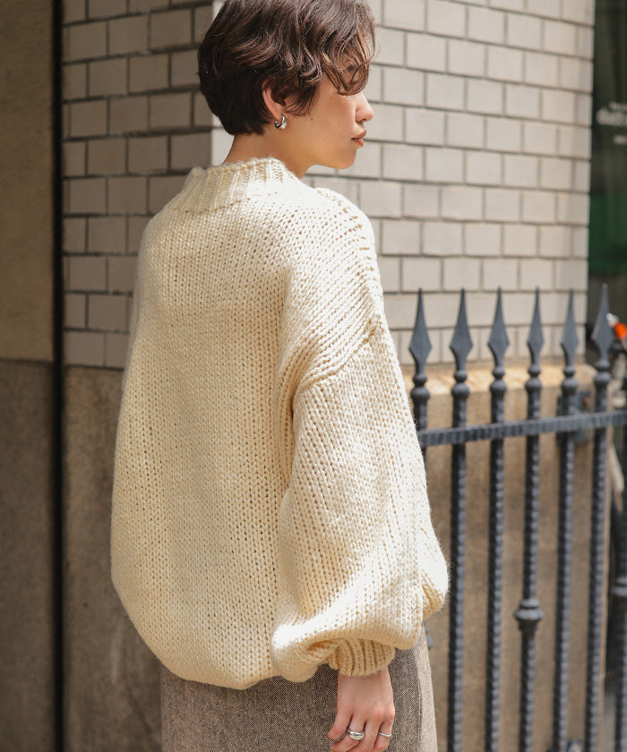 ティティベイト titivate ハンドライクオーバーサイズローゲージニット (アイボリー) アイボリー