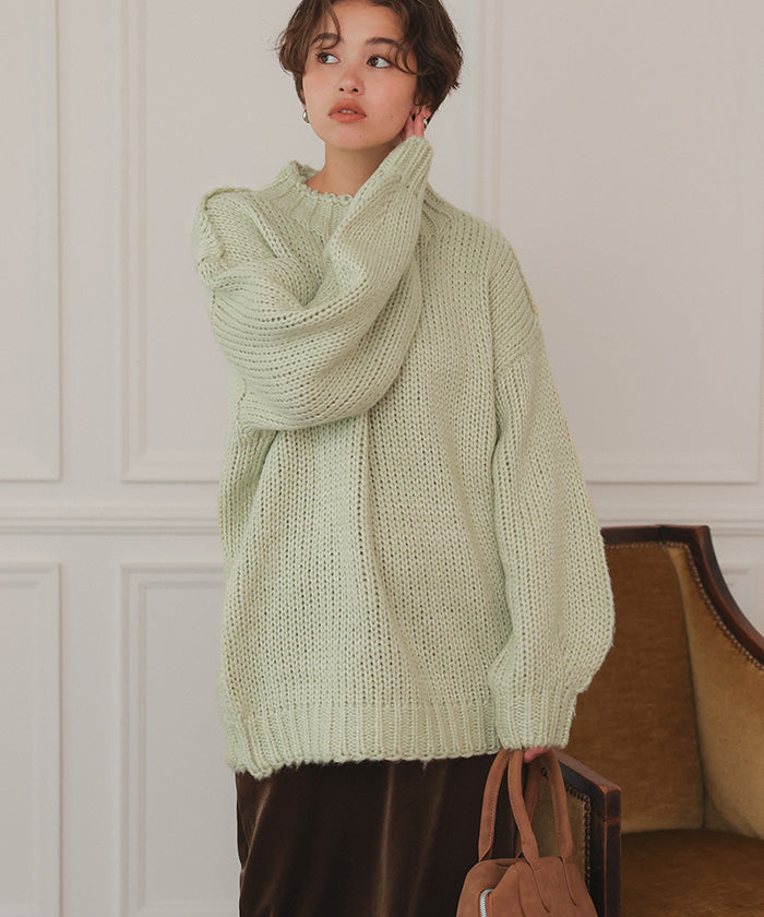 ティティベイト titivate ハンドライクオーバーサイズローゲージニット (アイボリー) アイボリー