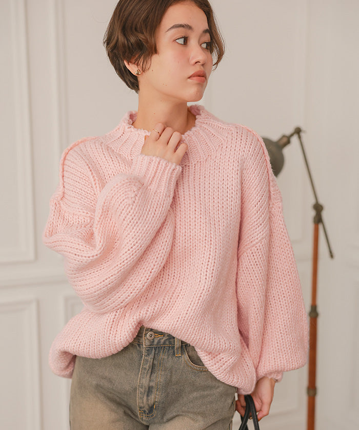 ティティベイト titivate ハンドライクオーバーサイズローゲージニット (アイボリー) アイボリー