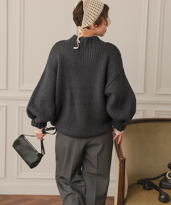 ティティベイト titivate ハンドライクオーバーサイズローゲージニット (アイボリー) アイボリー