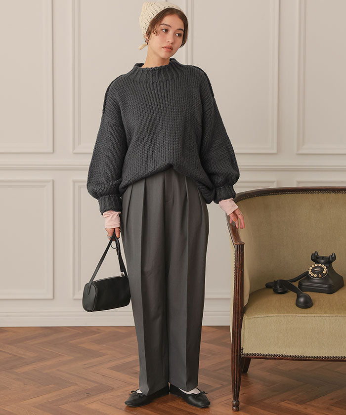 ティティベイト titivate ハンドライクオーバーサイズローゲージニット (アイボリー) アイボリー