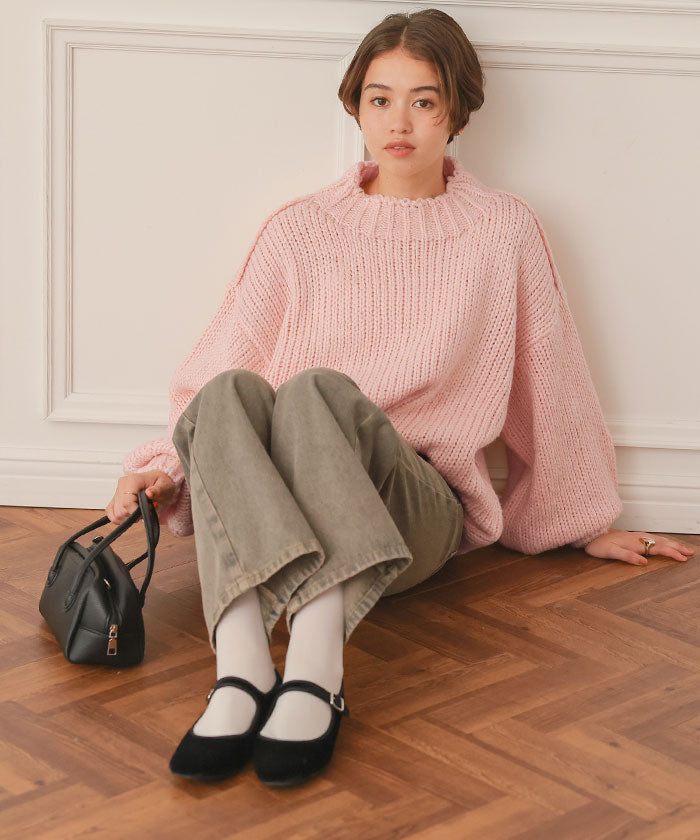 ティティベイト titivate ハンドライクオーバーサイズローゲージニット (アイボリー) アイボリー