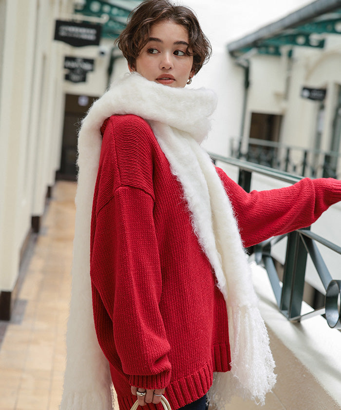 ティティベイト titivate モヘアタッチボリュームマフラー (ライトブルー) ライトブルー