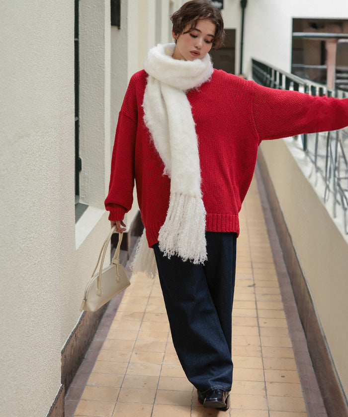 ティティベイト titivate モヘアタッチボリュームマフラー (ライトブルー) ライトブルー