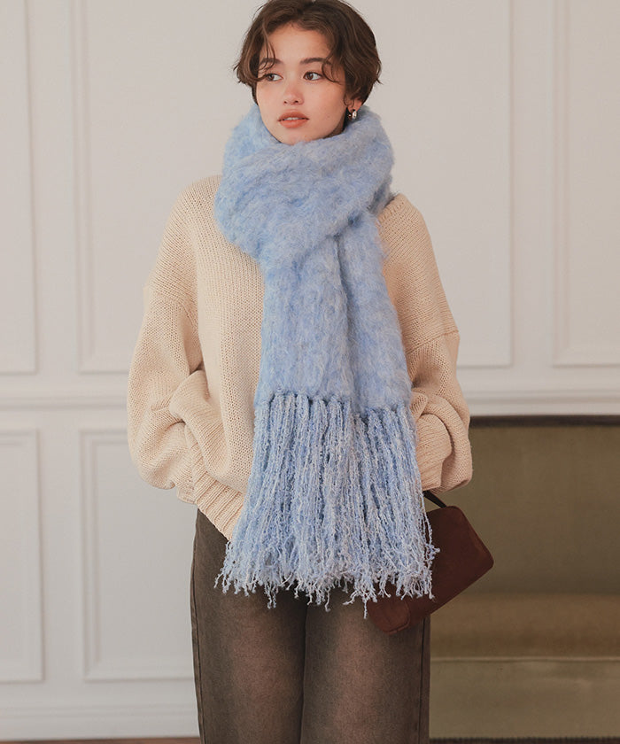 ティティベイト titivate モヘアタッチボリュームマフラー (ライトブルー) ライトブルー