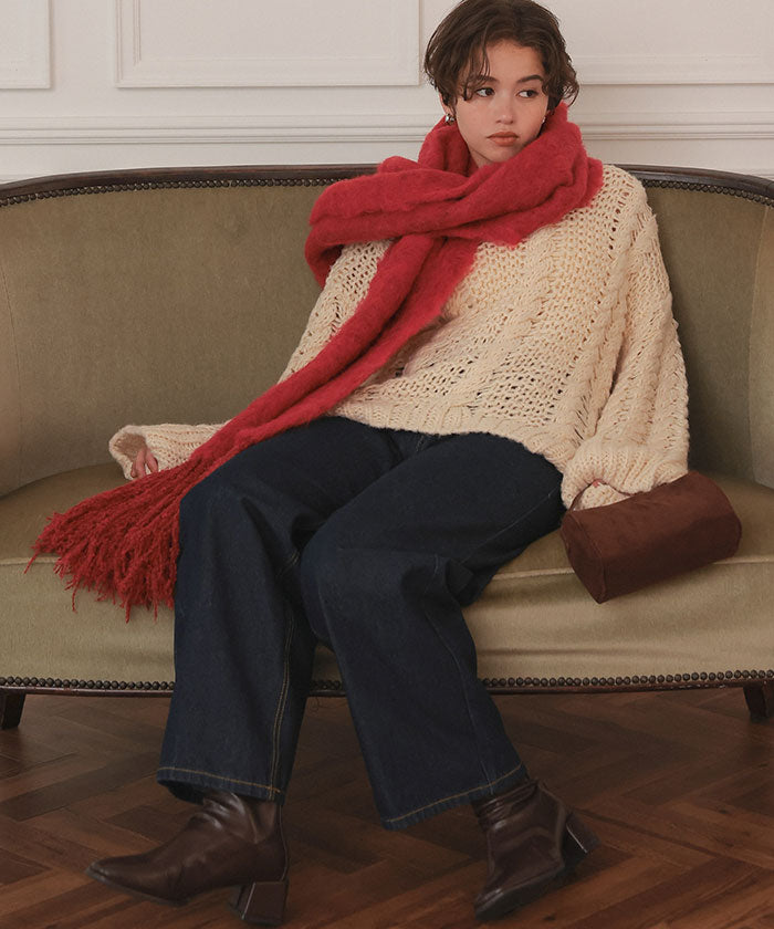 ティティベイト titivate モヘアタッチボリュームマフラー (ライトブルー) ライトブルー