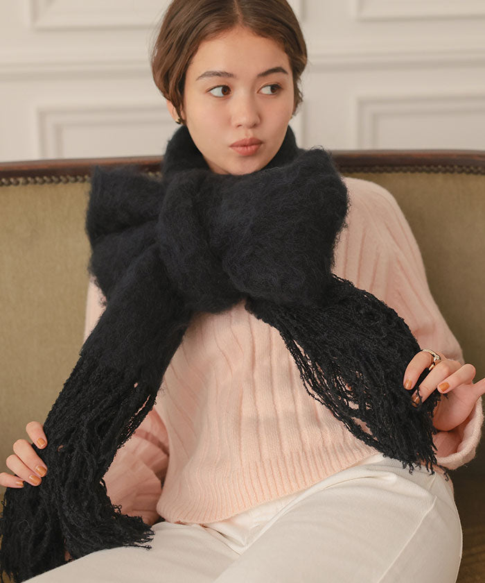 ティティベイト titivate モヘアタッチボリュームマフラー (ライトブルー) ライトブルー