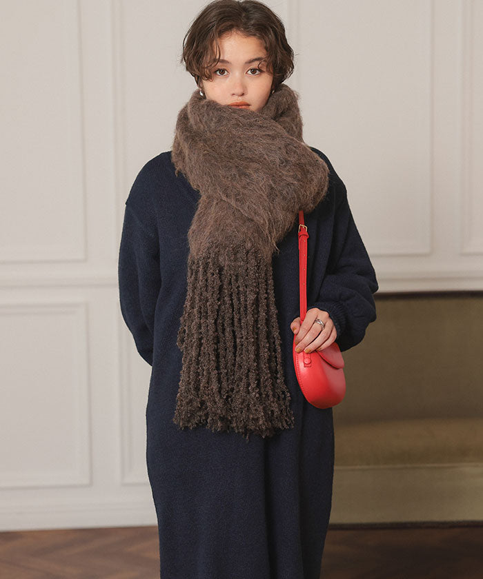 ティティベイト titivate モヘアタッチボリュームマフラー (ライトブルー) ライトブルー