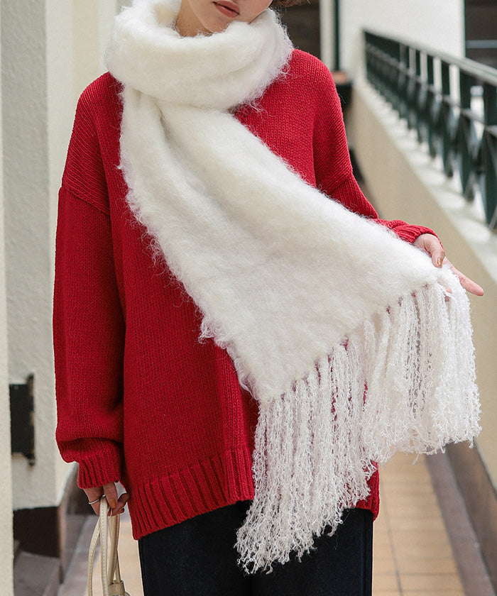 ティティベイト titivate モヘアタッチボリュームマフラー (ライトブルー) ライトブルー