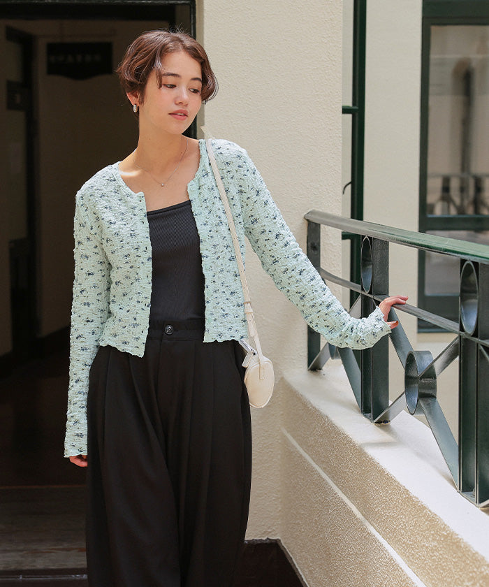 ティティベイト titivate 前後2wayフラワージャガードカットソートップス (ライトブルー) ライトブルー