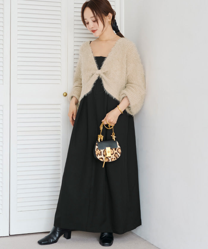 ティティベイト titivate 深Vネックショートシャギーニット (ライトベージュ) ライトベージュ