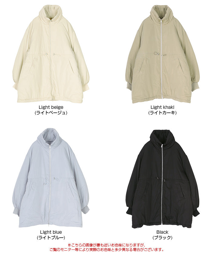 ティティベイト titivate ウエストドローストリングハイネック中綿ジャケット (ライトベージュ) ライトベージュ