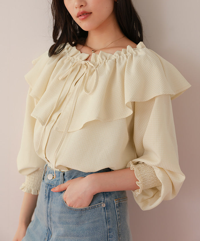 ティティベイト titivate ふんわりシルエットマルチウェイブラウス (ライトイエロー) ライトイエロー