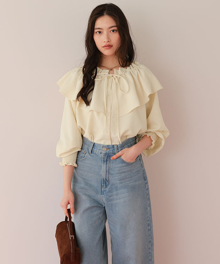 ティティベイト titivate ふんわりシルエットマルチウェイブラウス (ライトイエロー) ライトイエロー