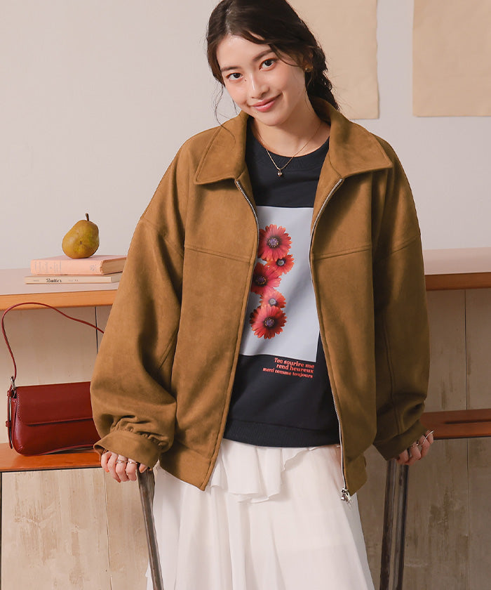 ティティベイト titivate フェイクレザー/スエードオーバージャケット (ブラック) ブラック