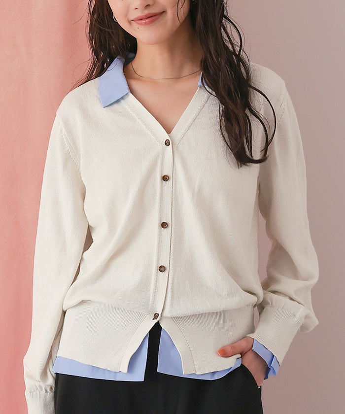 ティティベイト titivate シャツドッキングニットカーディガン (ネイビー) ネイビー