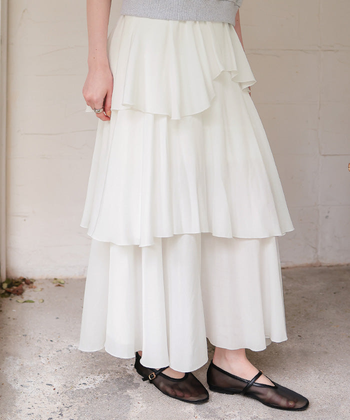 ティティベイト titivate ランダムヘムティアードスカート (オフホワイト) オフホワイト