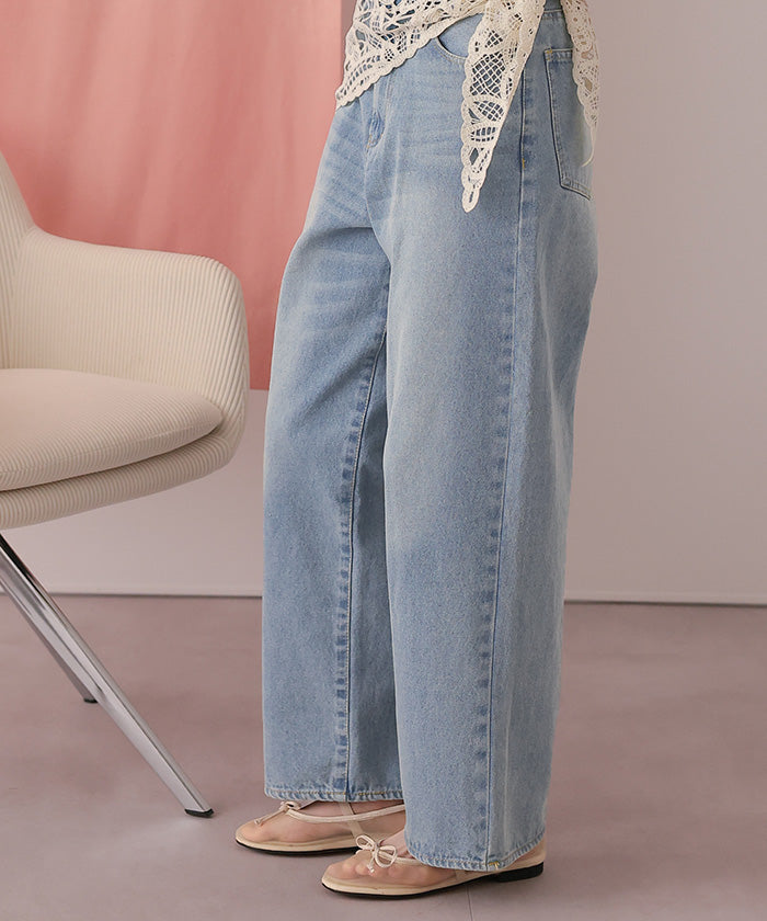 ティティベイト titivate ストレートシルエットデニムパンツ (インディゴ) インディゴ