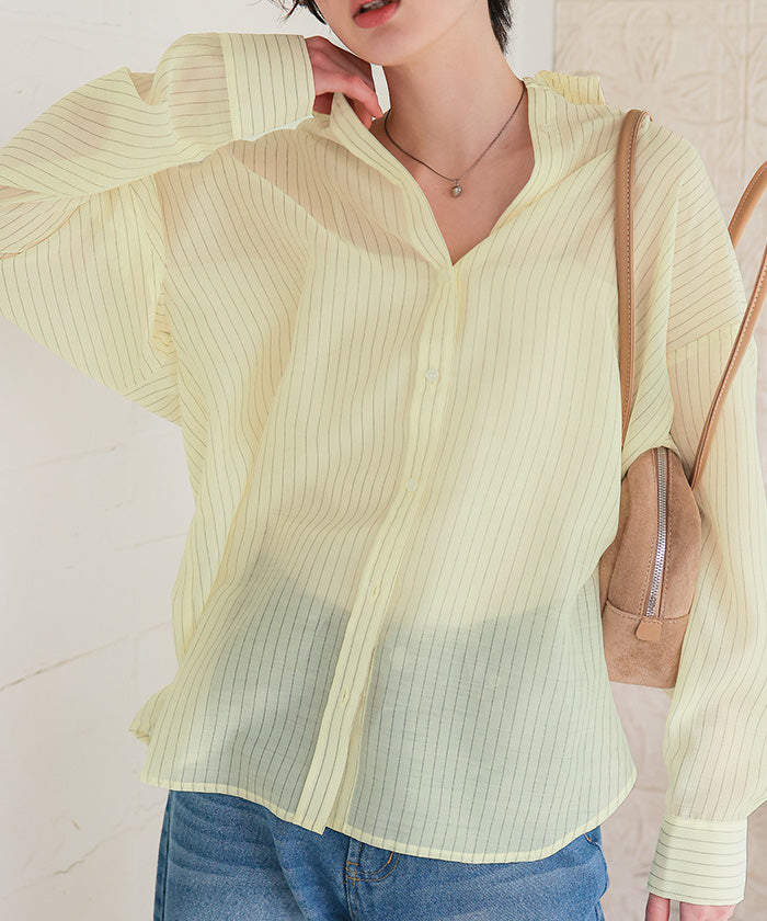 ティティベイト titivate シアーストライプシャツ (ピンク) ピンク