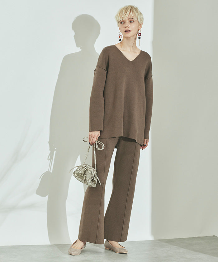 ティティベイト titivate センターピンタックニットパンツ (モカ) モカ