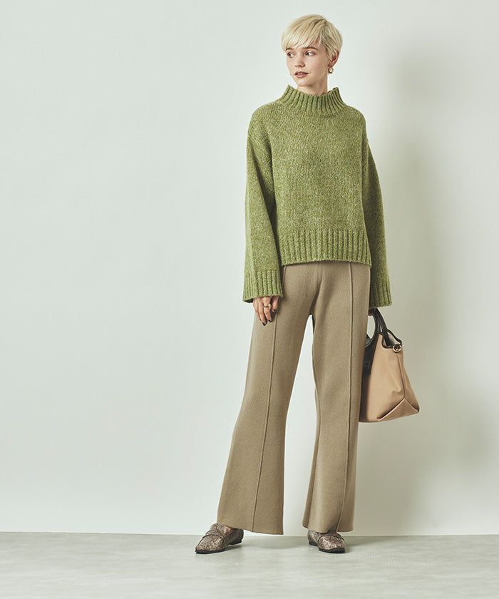 ティティベイト titivate センターピンタックニットパンツ (モカ) モカ