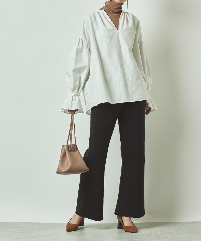 ティティベイト titivate センターピンタックニットパンツ (モカ) モカ