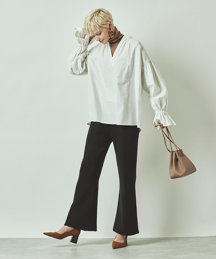 ティティベイト titivate センターピンタックニットパンツ (モカ) モカ