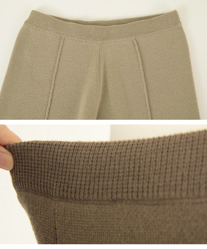 ティティベイト titivate センターピンタックニットパンツ (モカ) モカ