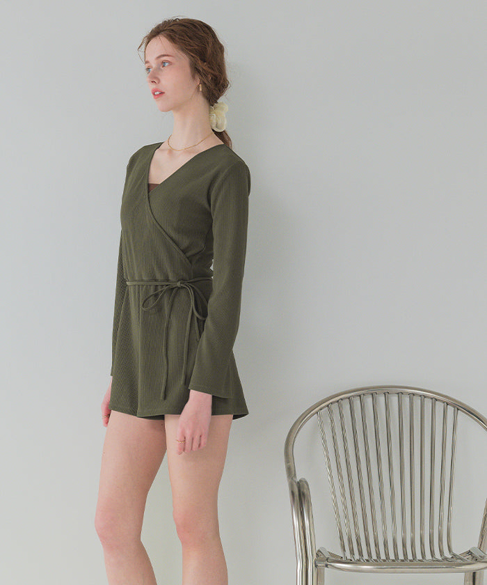 ティティベイト titivate カシュクールオールインワン/ラッシュガード/水着 (ピンクブラウン) ピンクブラウン