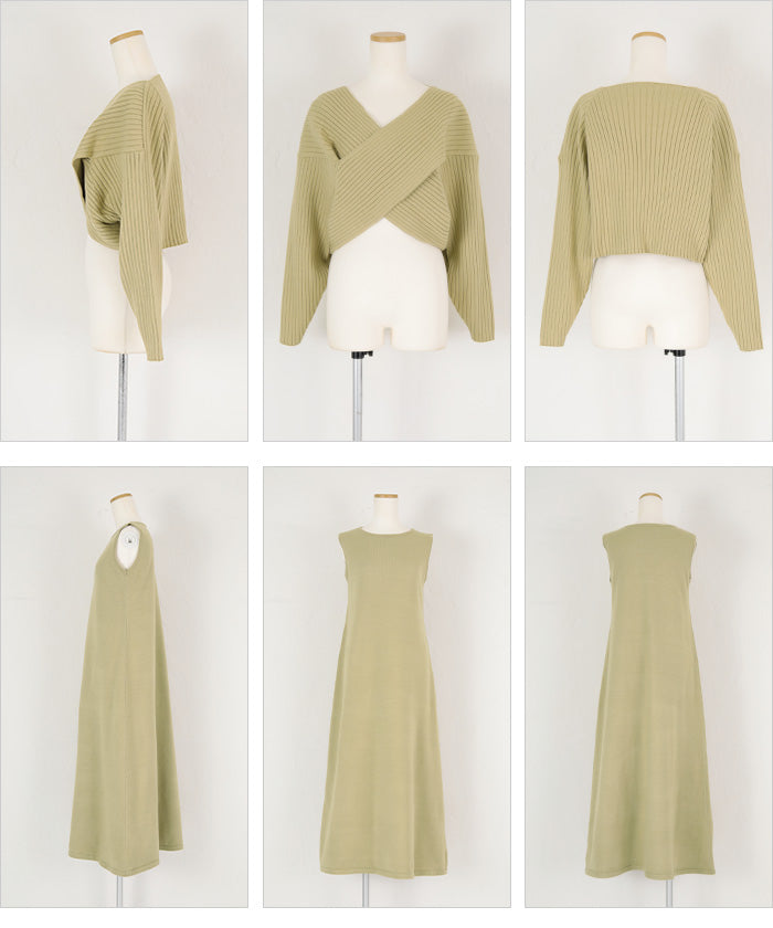 ティティベイト titivate デザインニットレイヤードワンピース (グレージュ) グレージュ