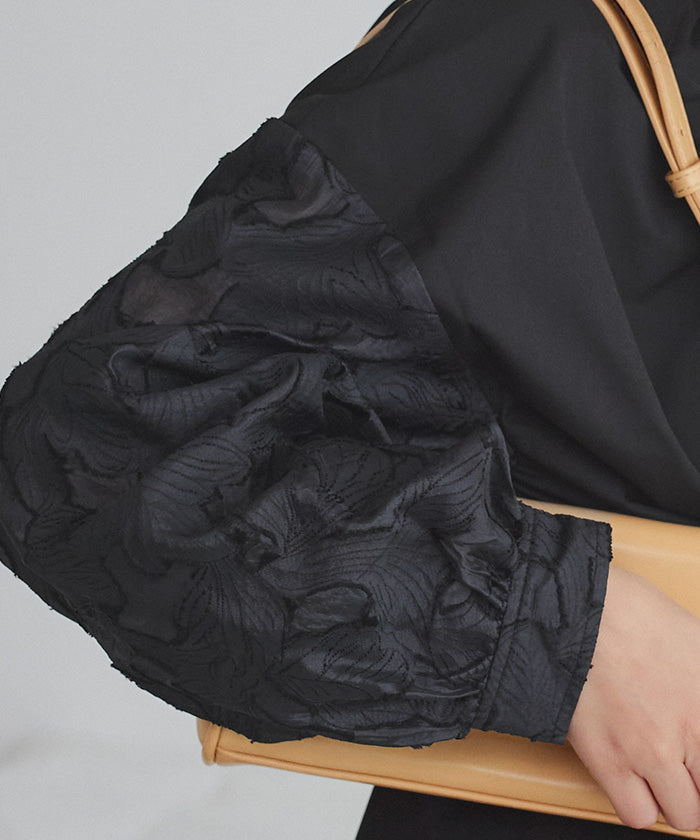 titivate sheer jacquard sleeve blouse
