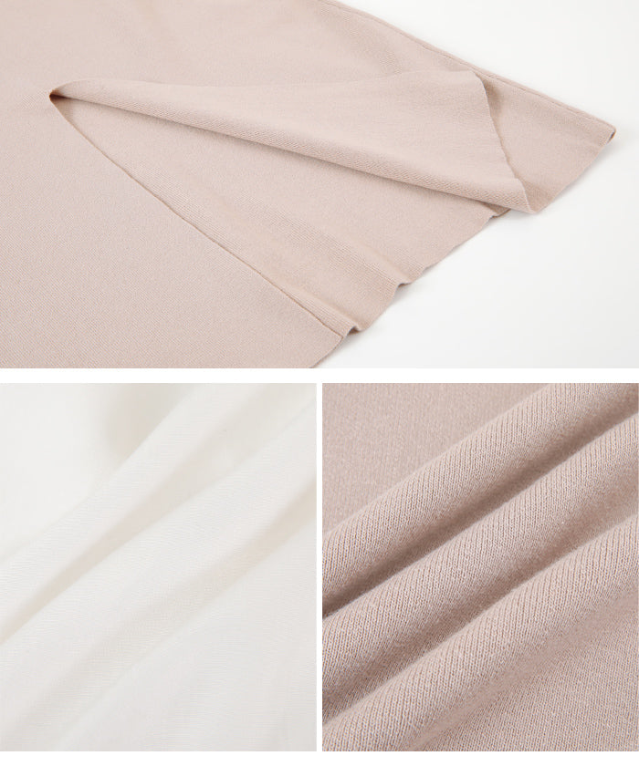 ティティベイト titivate フリルブラウス/ニットワンピースセット (オフホワイト/グレージュ) オフホワイト/グレージュ