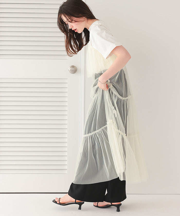 ティティベイト titivate チュールフリルキャミワンピース (ブラック) ブラック