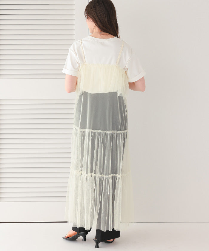 ティティベイト titivate チュールフリルキャミワンピース (ブラック) ブラック