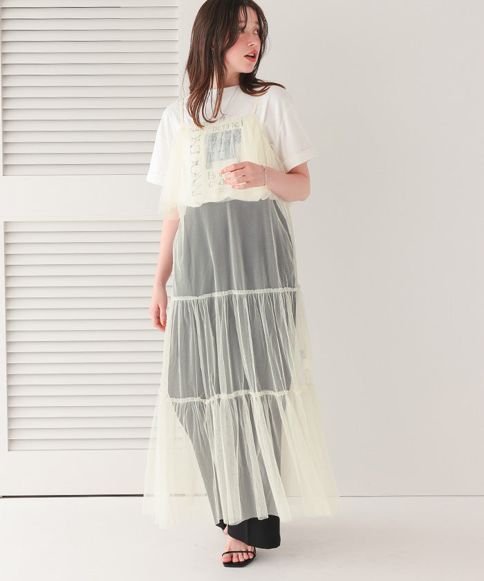 ティティベイト titivate チュールフリルキャミワンピース (ブラック) ブラック