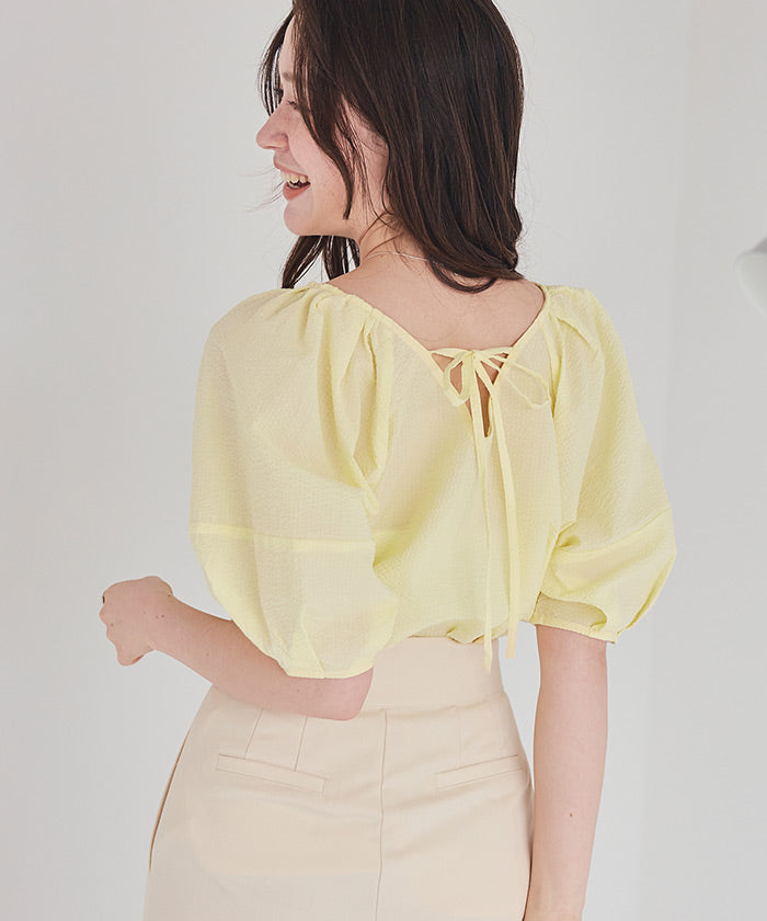 ティティベイト titivate Vネックパフスリーブトップス (ピンク) ピンク