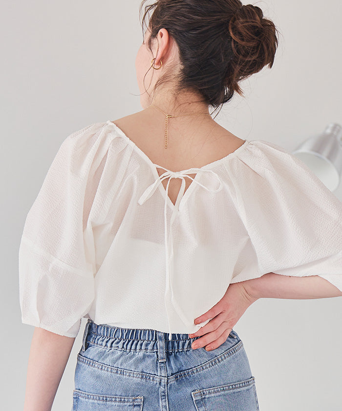 ティティベイト titivate Vネックパフスリーブトップス (ピンク) ピンク