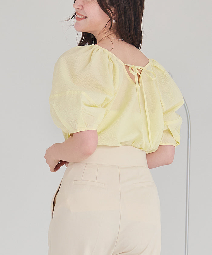 ティティベイト titivate Vネックパフスリーブトップス (ピンク) ピンク