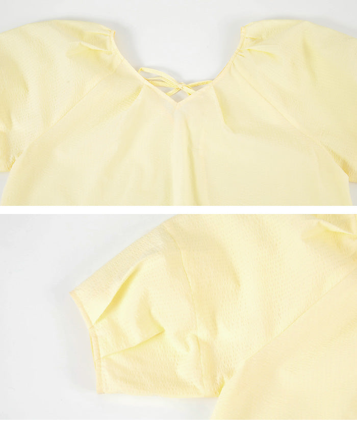 ティティベイト titivate Vネックパフスリーブトップス (ピンク) ピンク