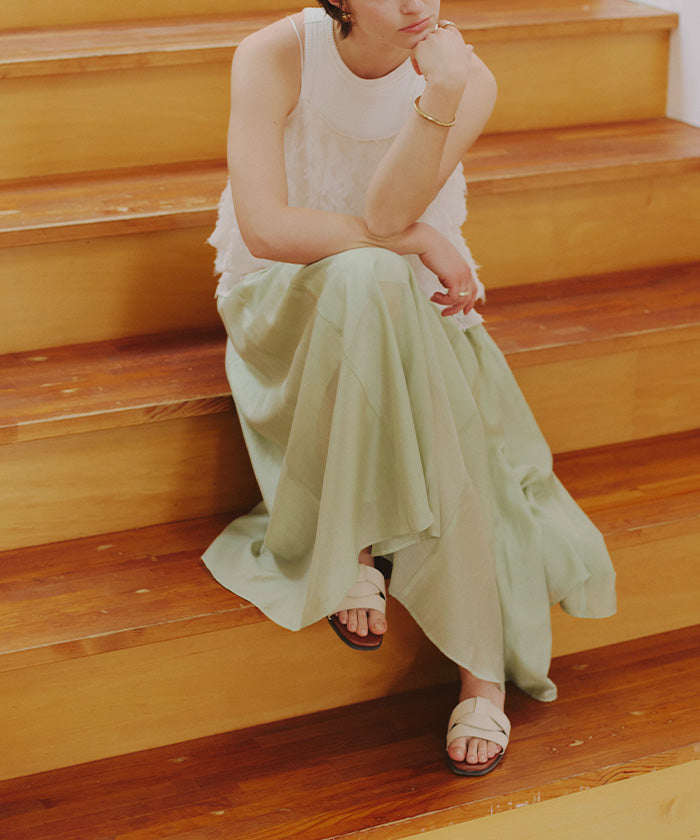 Titivate titivate sheer tuck gathered skirt